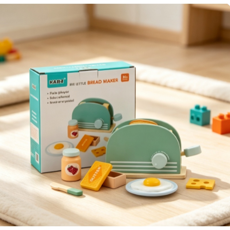Kids Outdoor Kitchen Accessories - Деревянный игрушечный тостер для детей, набор